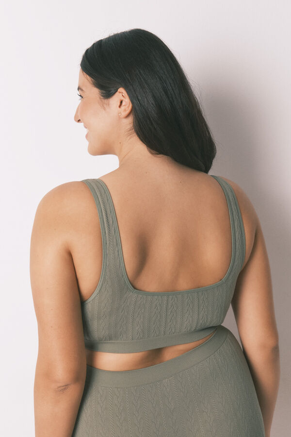 Women'secret Soutien top sem costura tric&ocirc; verde bege