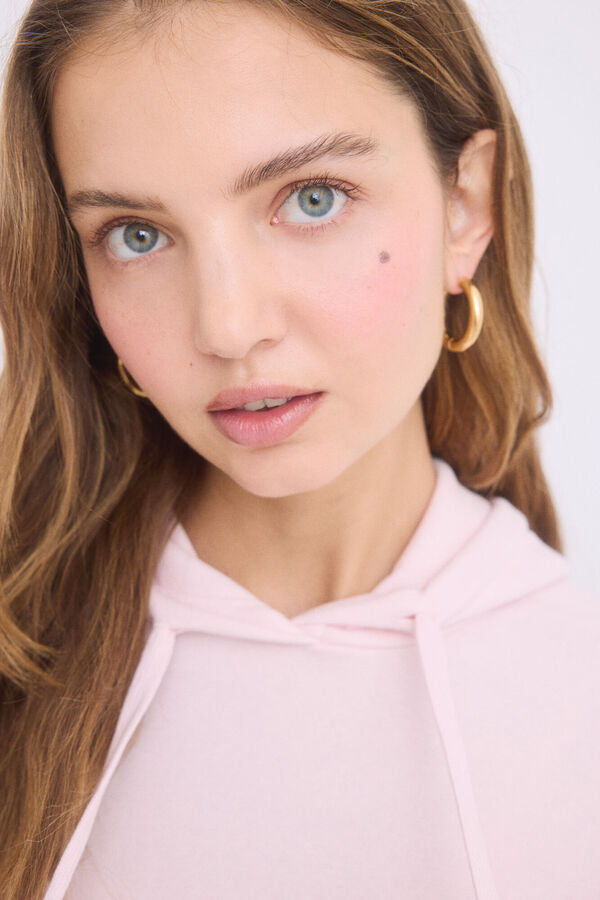 HI&BYE Sweatshirt de capuz rosa de algod&atilde;o rosa