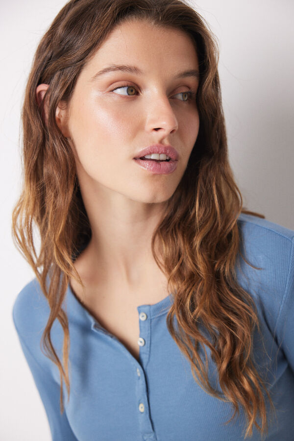 Women'secret Pijama largo algod&oacute;n azul flores azul