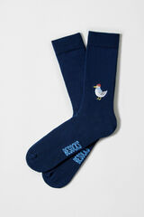 Besocks Meias altas estampadas de gaivota, algodão orgânico, azul marinho azul