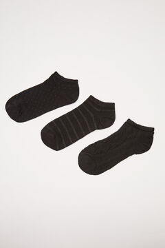Womensecret Pack 3 calcetines cortos algodón negro estampado