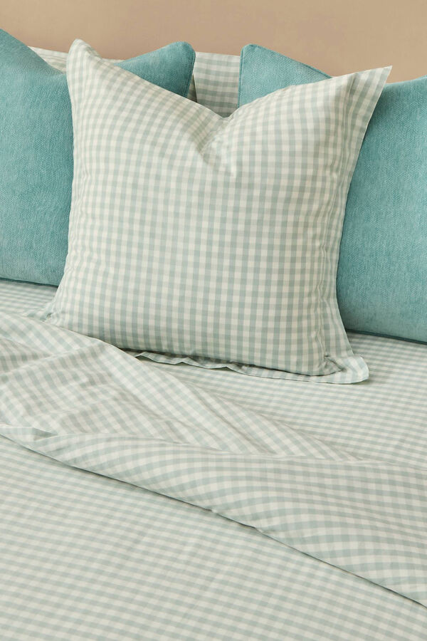 Textura Capa n&oacute;rdica algod&atilde;o quadrados vichy azul