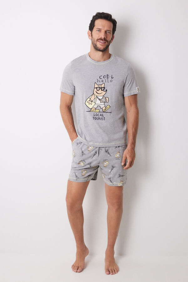 Women'secret Pijama corto hombre 100% algod&oacute;n Cobi gris