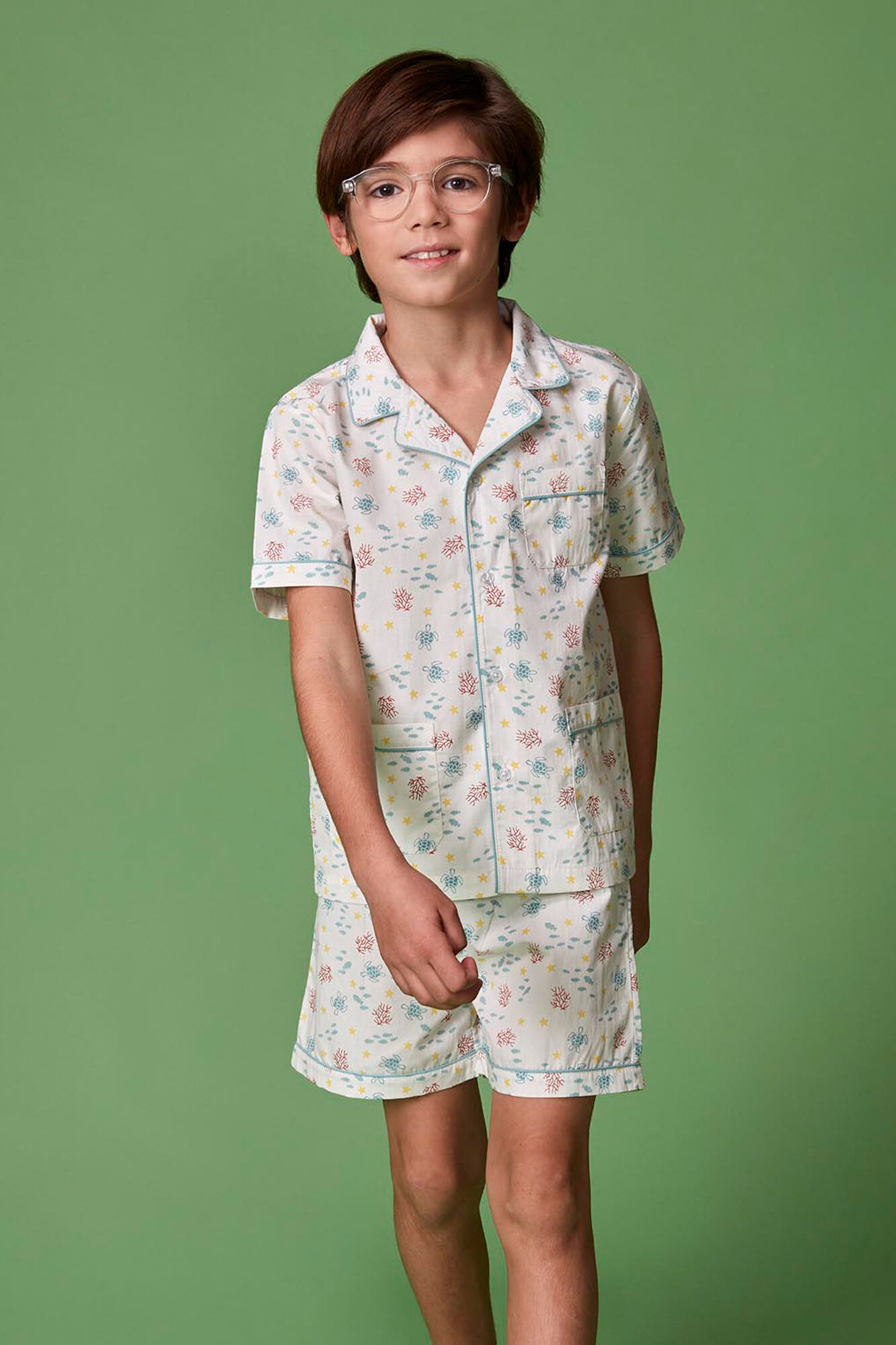 Gocco Pijama estampado fondo marino blanco