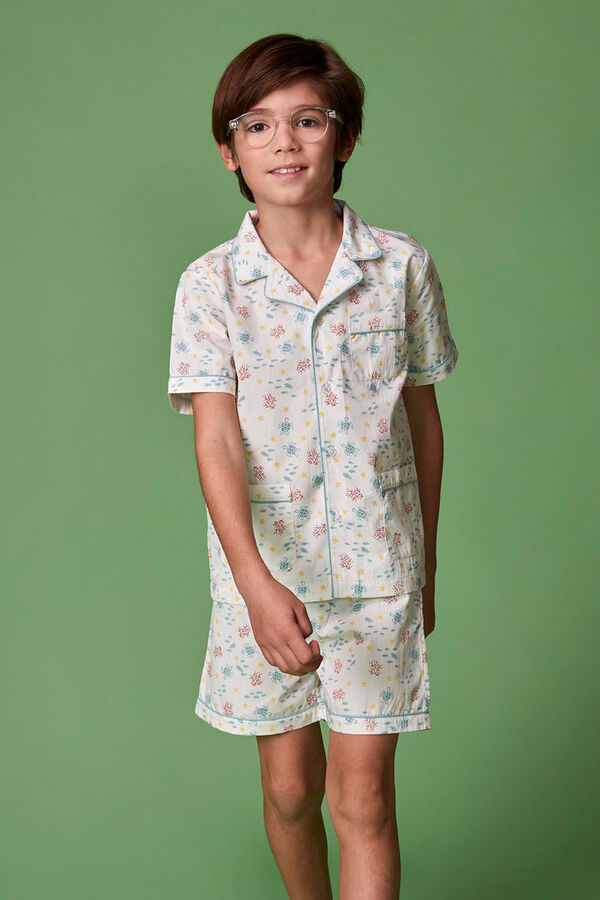 Gocco Pijama branco estampado fundo do mar branco