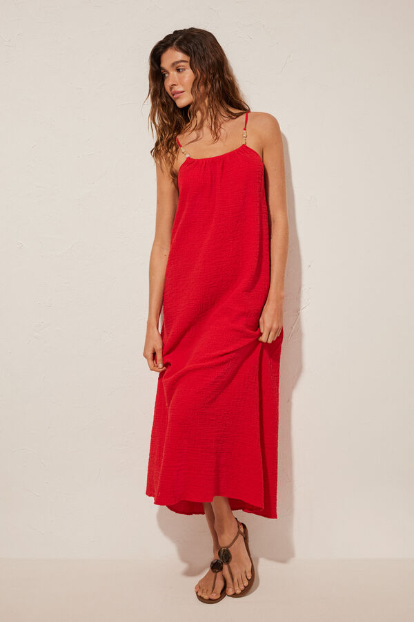 Women'secret Maxi vestido textura rojo rojo
