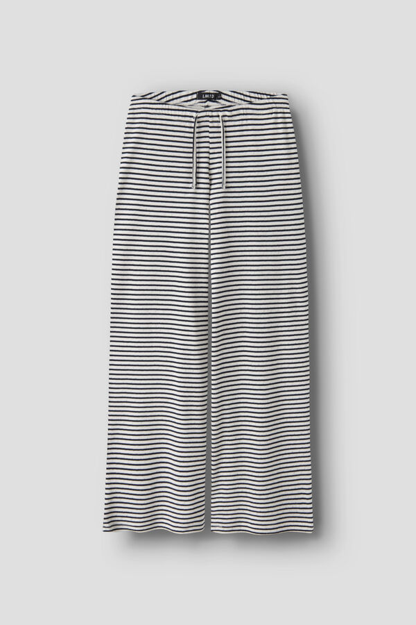 Lmtd Pantal&oacute;n de punto rayas y cintura el&aacute;stica azul