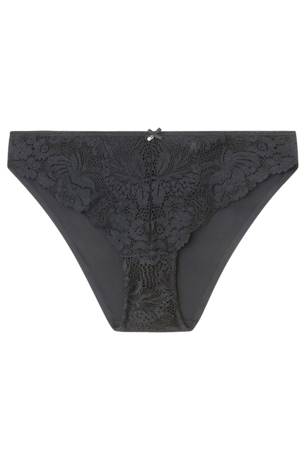 Women'secret Cuequinha cl&aacute;ssica de microfibra e renda preta preto