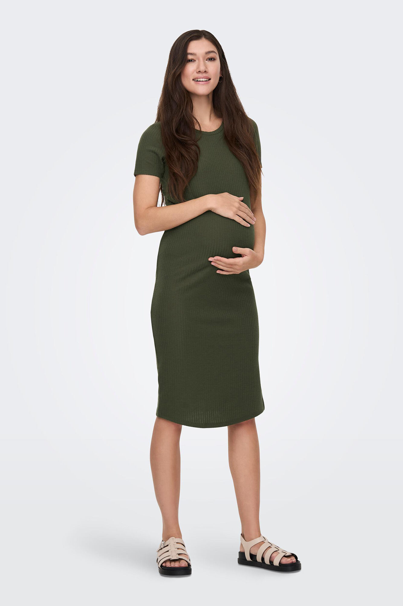 Only Maternity Vestido midi manga corta maternity