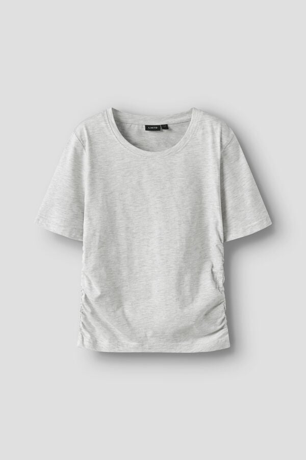 Lmtd T-shirt de manga curta com franzido cinzento