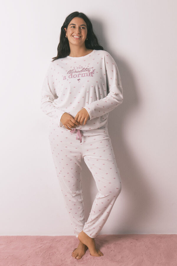Women'secret Pijama comprido de malha waffle branco