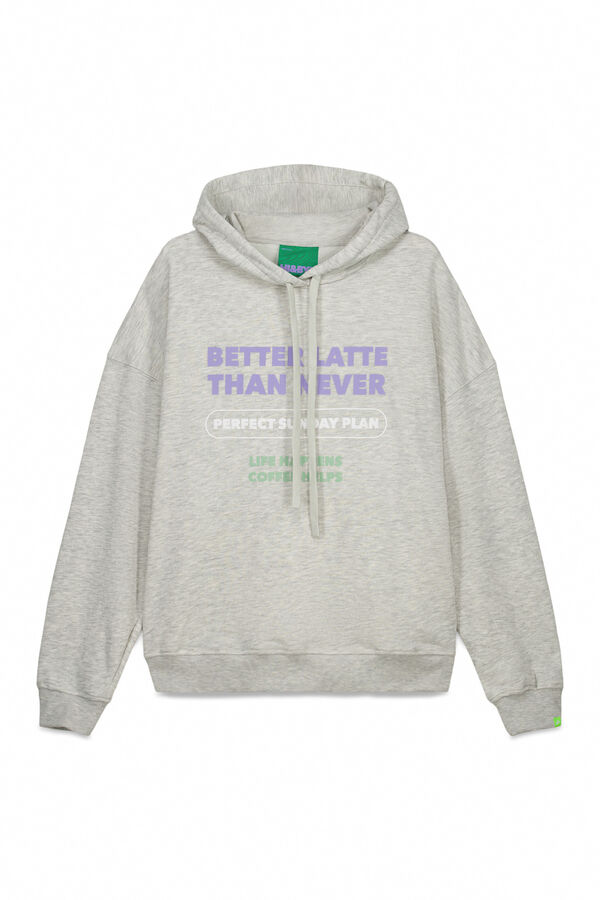 HI&BYE Sweatshirt capuz em felpa de algod&atilde;o cinzento cinzento