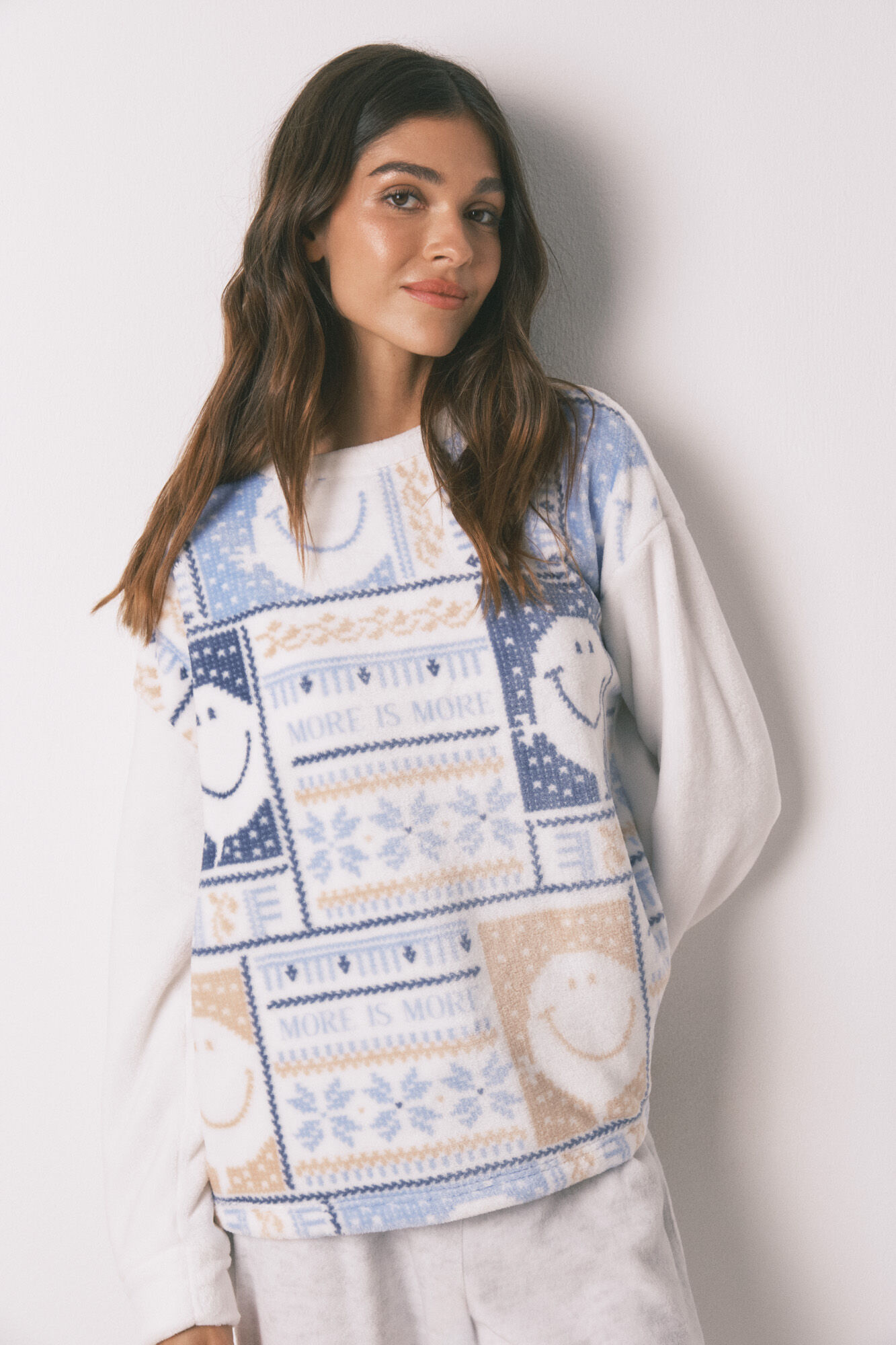 Women'secret Pijama comprido longo de polar SmileyWorld&reg; 