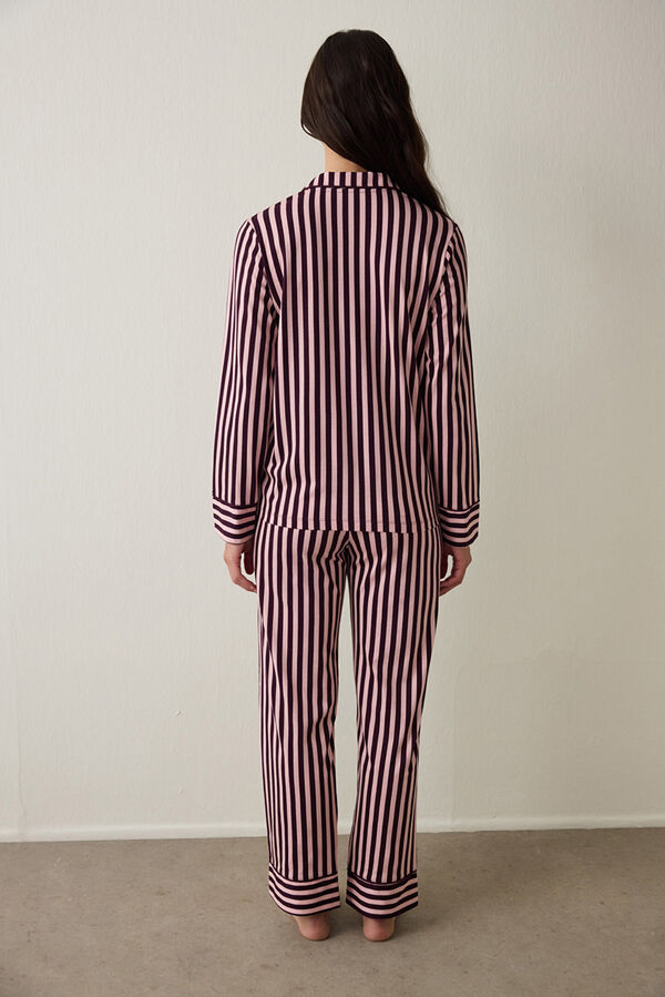 Penti Conjunto pijama camisero algod&oacute;n oversize rayas rosa