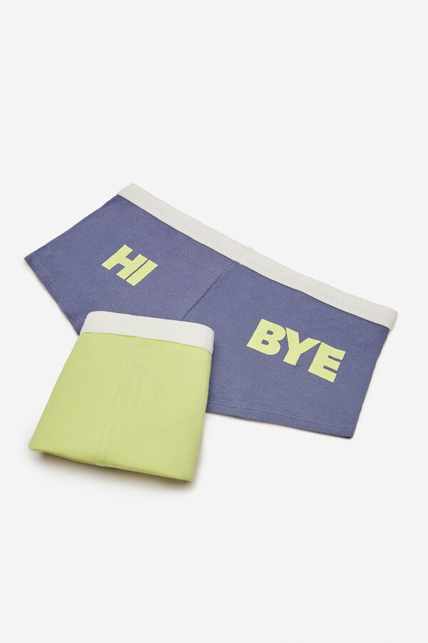 HI&BYE Pack 2 cuequinhas culotte algodão lima e azul verde