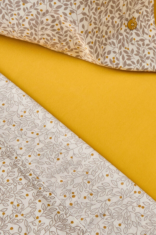 Textura S&aacute;bana algod&oacute;n sostenible hojas amarillo