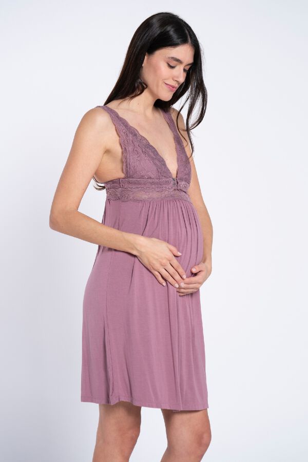 Ohma! Camis&oacute;n lencero con encaje&nbsp;premam&aacute; morado/lila