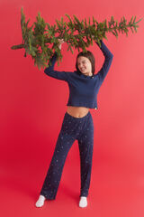 HI&BYE Pijama longo azul marinho azul