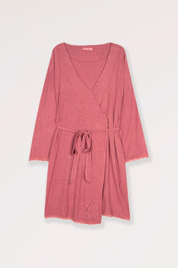 Ohma! Robe pr&eacute;-mam&atilde; com renda no tom estampado