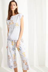 Womensecret Pijama de manga curta Capri Winnie the Pooh de algodão em azul azul