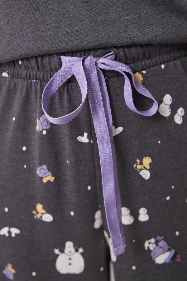 Women'secret Pijama longo Snoopy 100% algod&atilde;o cinzento