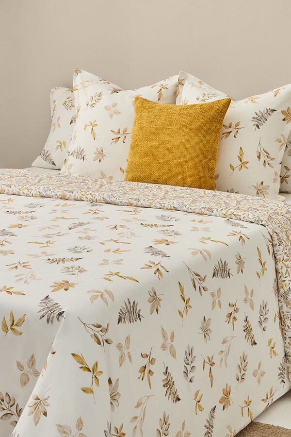 Textura Capa de edredom de algod&atilde;o com folhas em um galho cru