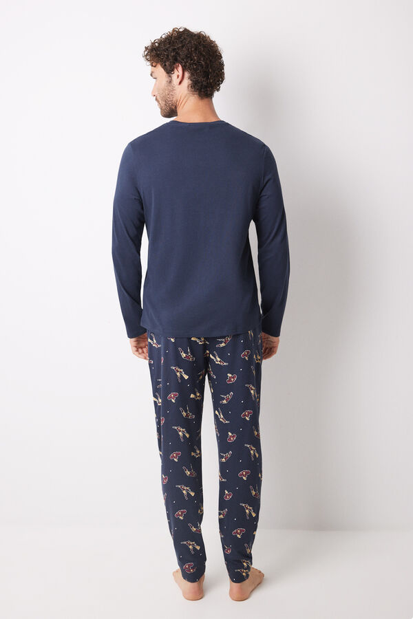 Women'secret Pijama largo hombre 100% algod&oacute;n "Iron Man" azul