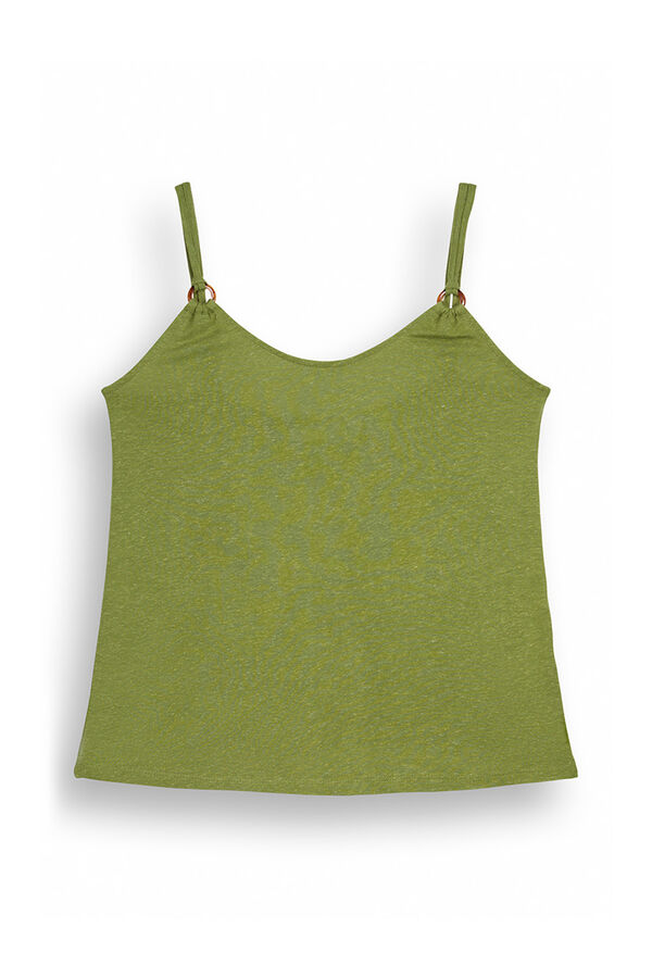 Women'secret Camiseta tirantes kaki lino kaki