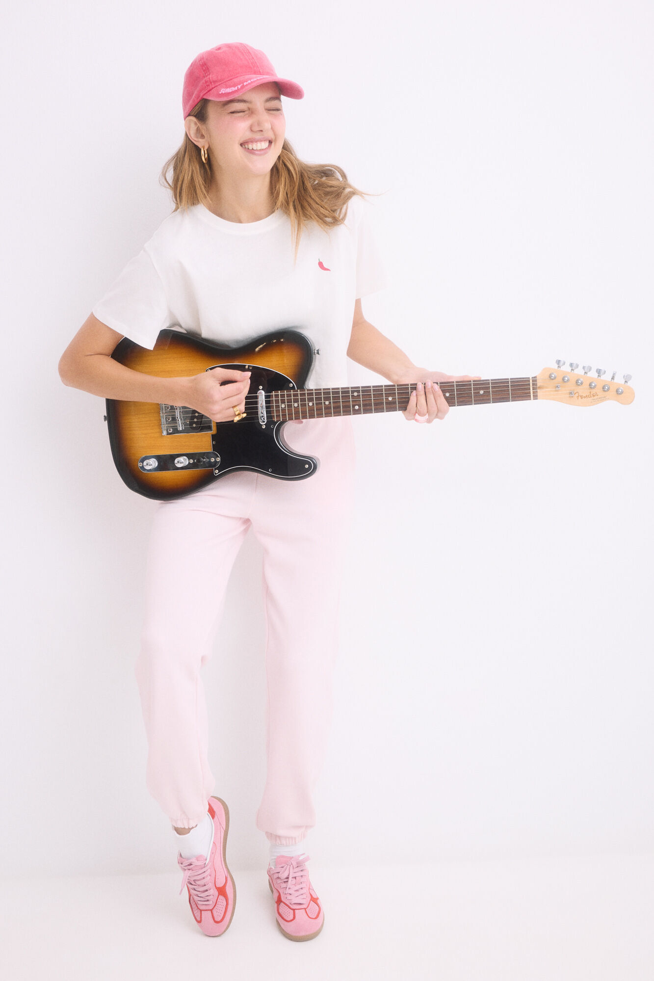 HI&BYE Cal&ccedil;a jogger longa rosa de pel&uacute;cia