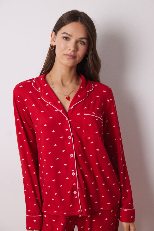 Women'secret Pijama de camisa do vizinho loiro vermelho