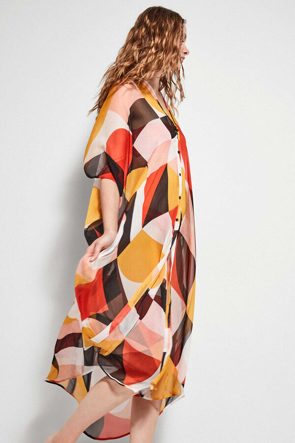 Gisela Caft&aacute;n largo estampado blanco