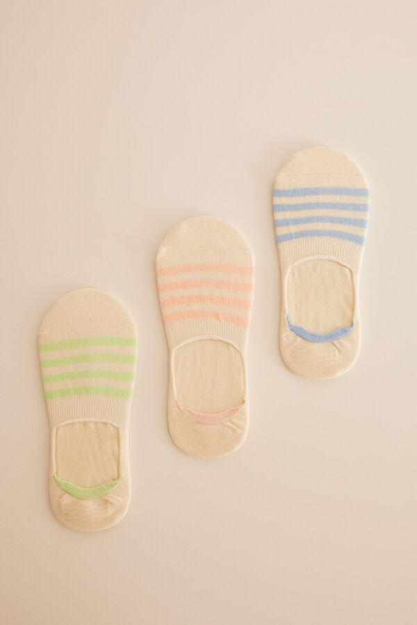 Women'secret Pack 3 calcetines invisibles rayas estampado