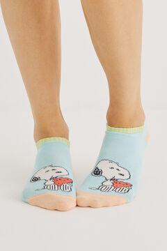 Womensecret Pack de 3 meias curtas de algodão multicolor do Snoopy impressão