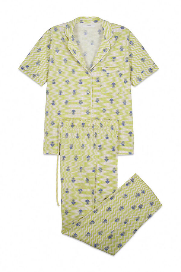 Women'secret Pijama comprido camiseiro em algod&atilde;o estampado estampado
