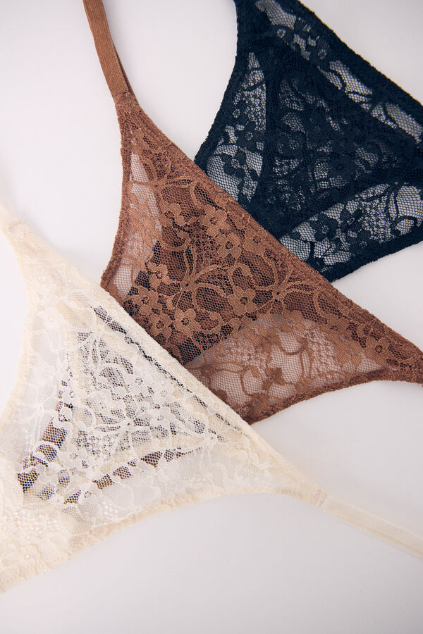 Women'secret Pack 3 tangas encaje kaki