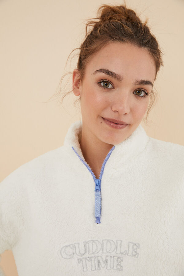 Women'secret Pijama polar Garfield blanco marfil