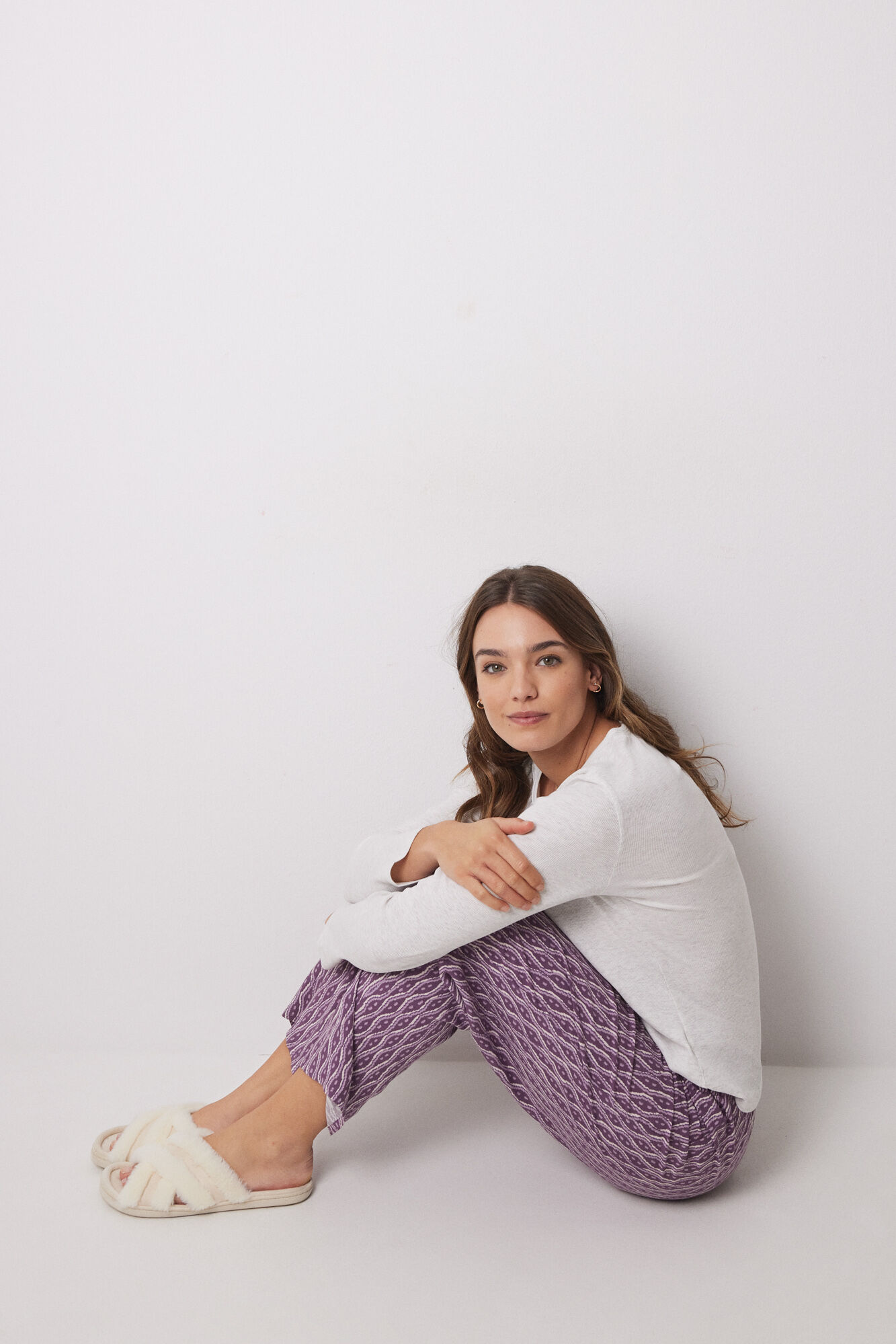 Women'secret Pantal&oacute;n largo print geom&eacute;trico morado