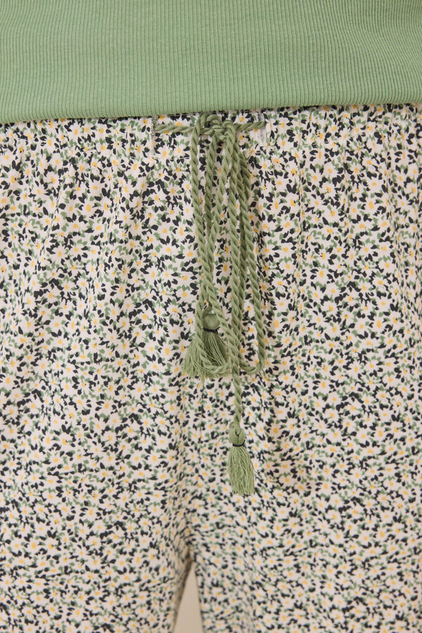 Women'secret Pijama comprido de algod&atilde;o canelado verde verde