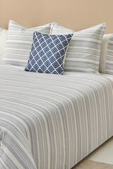 Textura Capa de edred&atilde;o em tecido de algod&atilde;o &agrave;s riscas azul