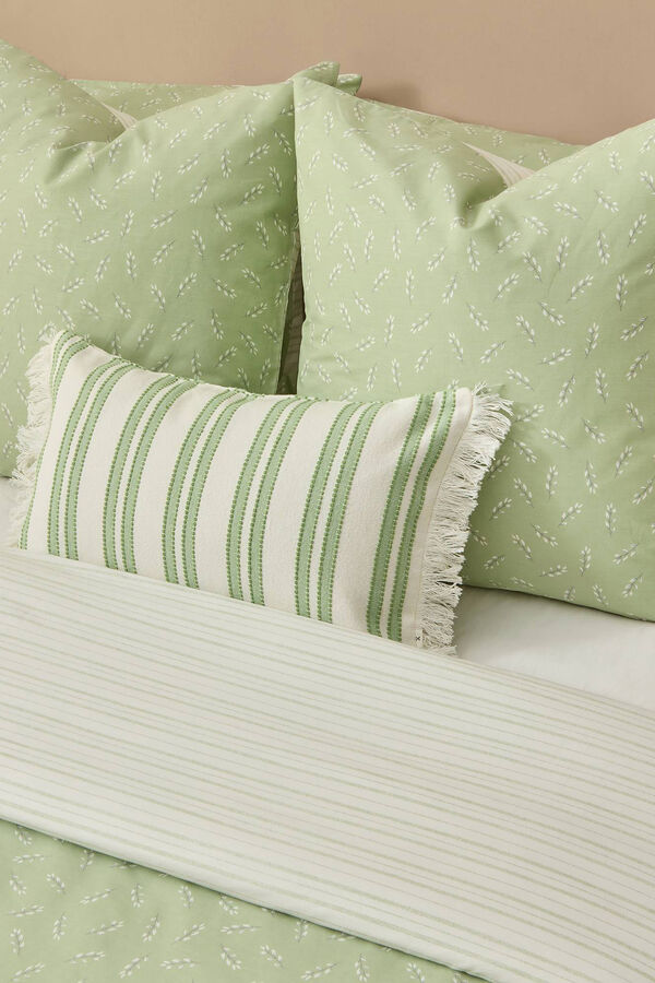 Textura Capa n&oacute;rdica algod&atilde;o folhas bege