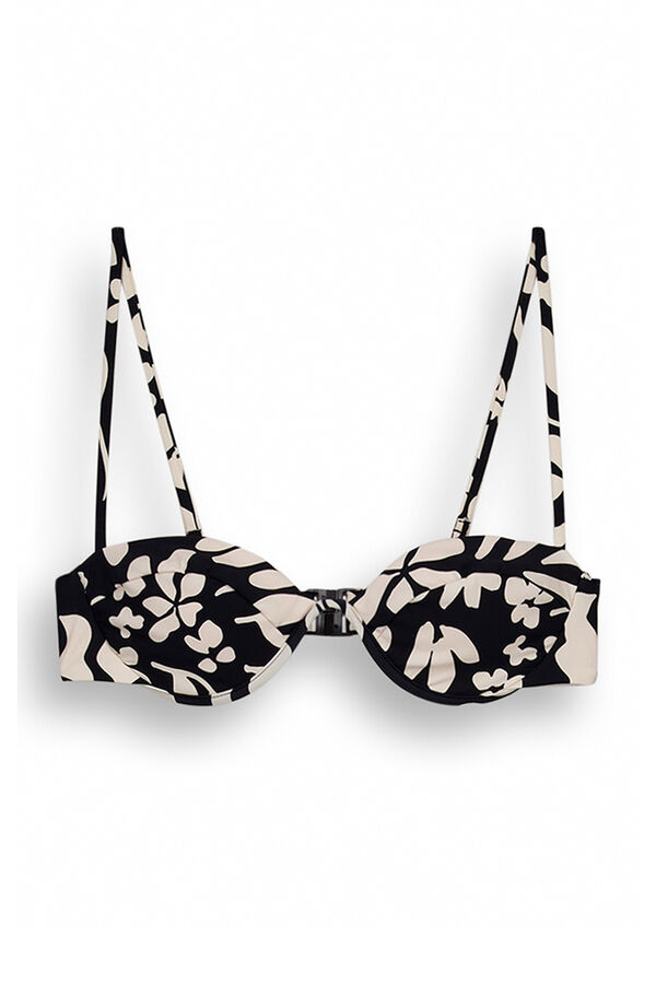 Women'secret Top bikini flores b&w negro