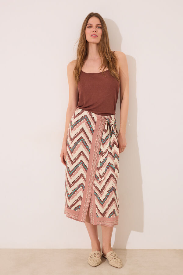 Women'secret Pareo midi estampado tribal marrón