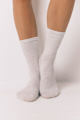 Women'secret Calcetines largos lurex gris claro gris