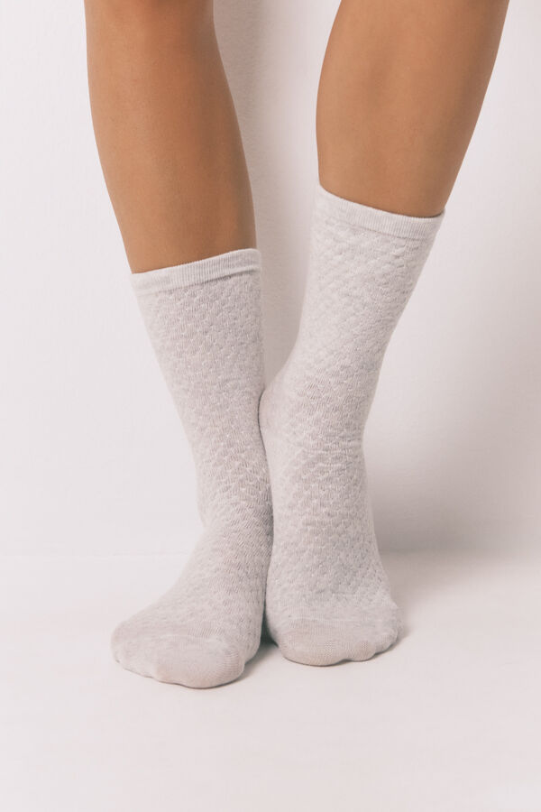 Women'secret Calcetines largos lurex gris claro gris