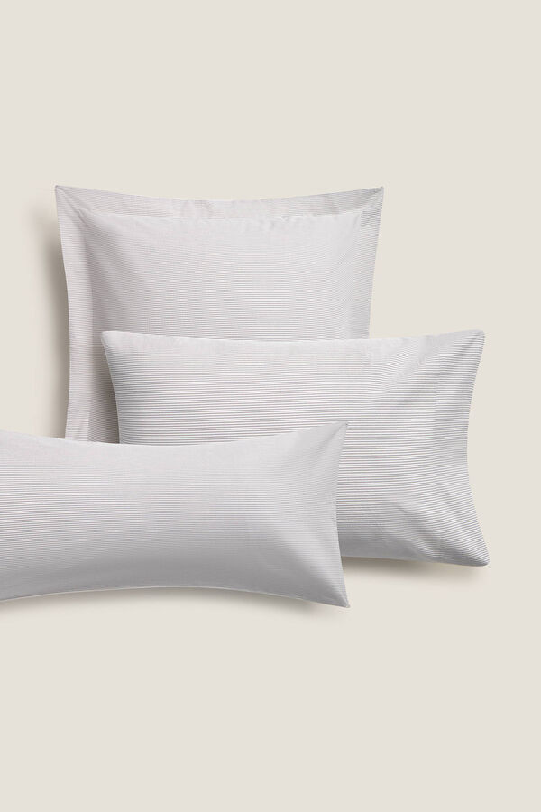 Textura Funda de almohada de rayas reversible gris