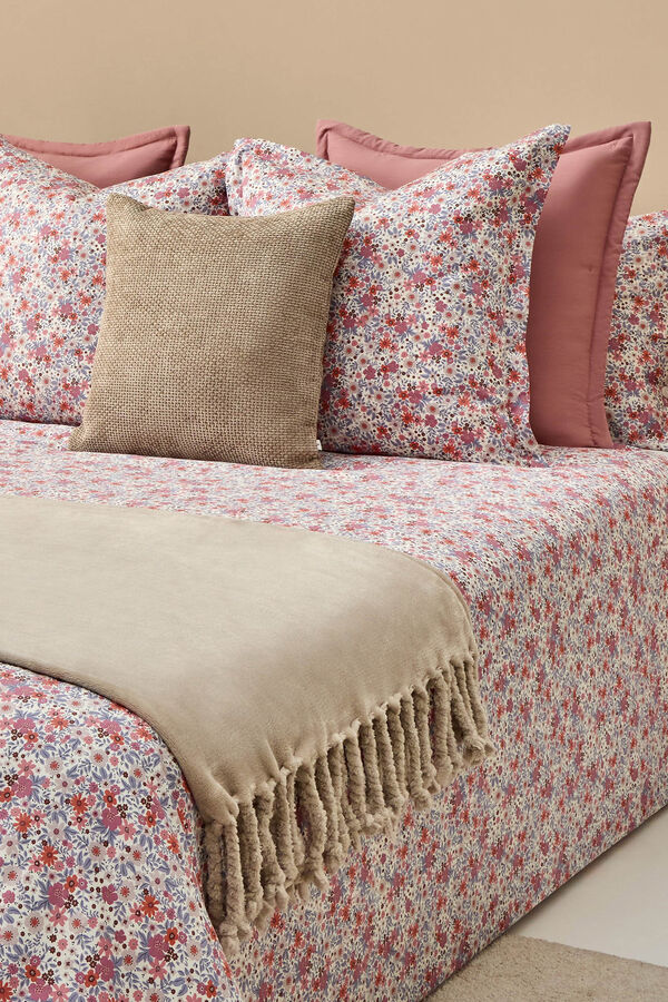 Textura Funda n&oacute;rdica algod&oacute;n sostenible flores azul