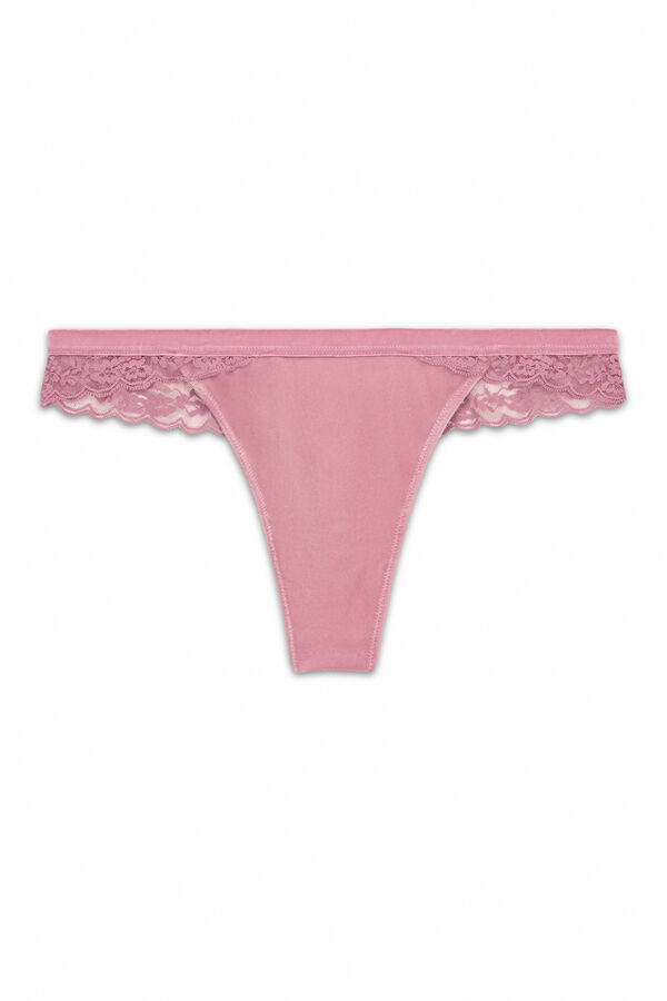 Women'secret Tanga encaje y terciopelo rosa rosa