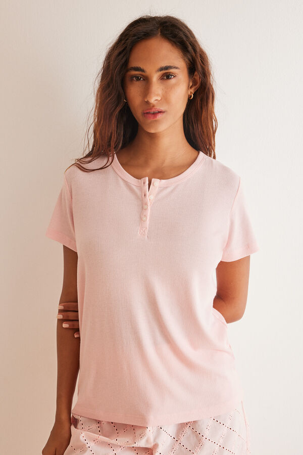Women'secret Pijama bordado suizo Capri rosa rosa