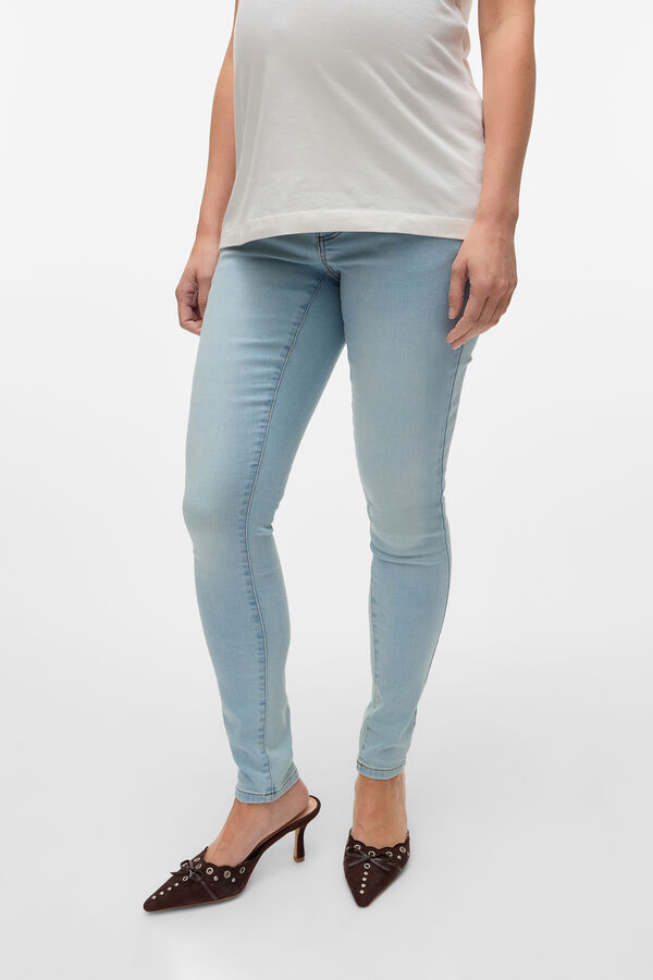 Mamalicious Calça jeans longa maternity azul