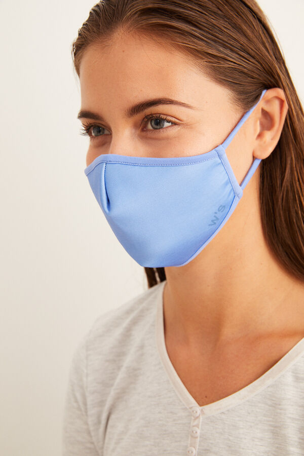 Womensecret Máscara higiénica homologada reutilizável anatómica azul claro azul